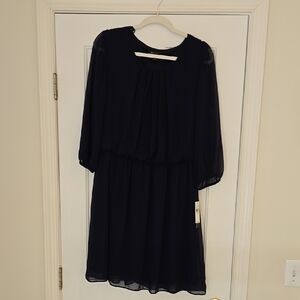 Elegant Navy Blue Chiffon Dress
